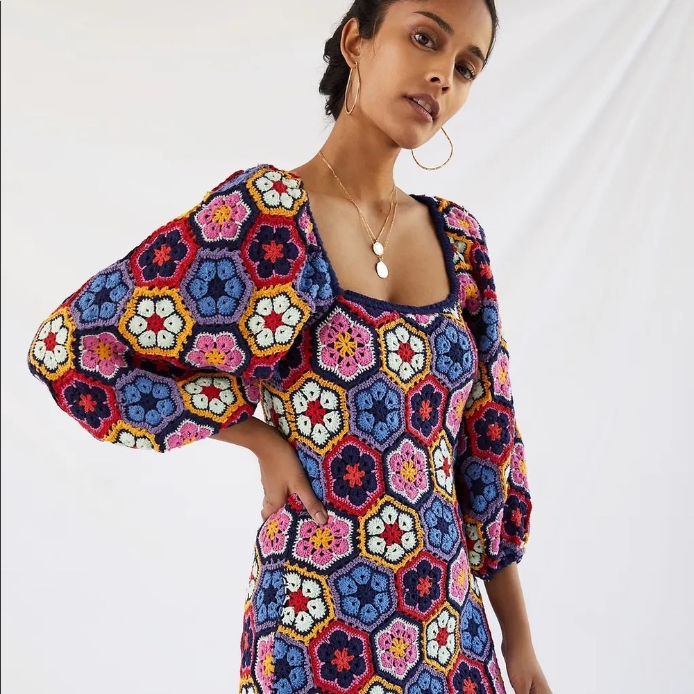 Farm Rio Flower Mini Crochet Dress - never worn